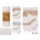 PARÉO RAYURES ASSORTIES 2 COULEURS BEIGE GRIS 90CM