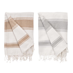 STRIPED SARON ASSORTED IN 2 COLORS BEIGE AND GREY 