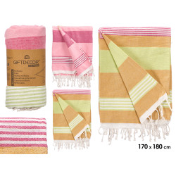 PAREO RISCAS SORT 2 COR CASTANHO ROSA 180 CM