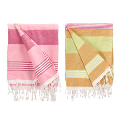 STRIPED SARONG ASSORTED 2 COLORS BROWN PINK 180 CM