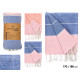 PARÉO RAYÉ ASSORTI 3 COULEURS ROSE BLEU 180 CM