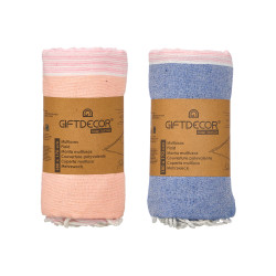 PARÉO RAYÉ ASSORTI 3 COULEURS ROSE BLEU 180 CM