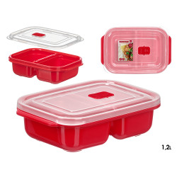 BOÎTE À LUNCH ROUGE MICRO-ONDES AVEC DIVISEUR OUVE