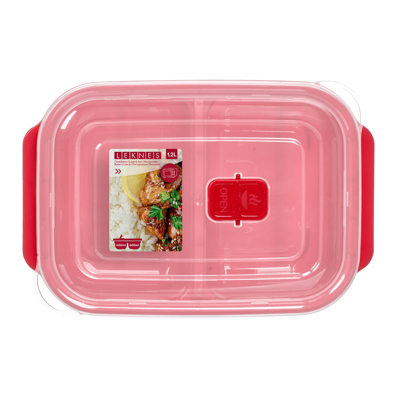 BOÎTE À LUNCH ROUGE MICRO-ONDES AVEC DIVISEUR OUVE