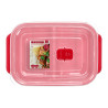 1,2L RED MICROWAVE LUNCH BOX DIVIDER STEAM VENT