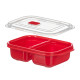 BOÎTE À LUNCH ROUGE MICRO-ONDES AVEC DIVISEUR OUVE