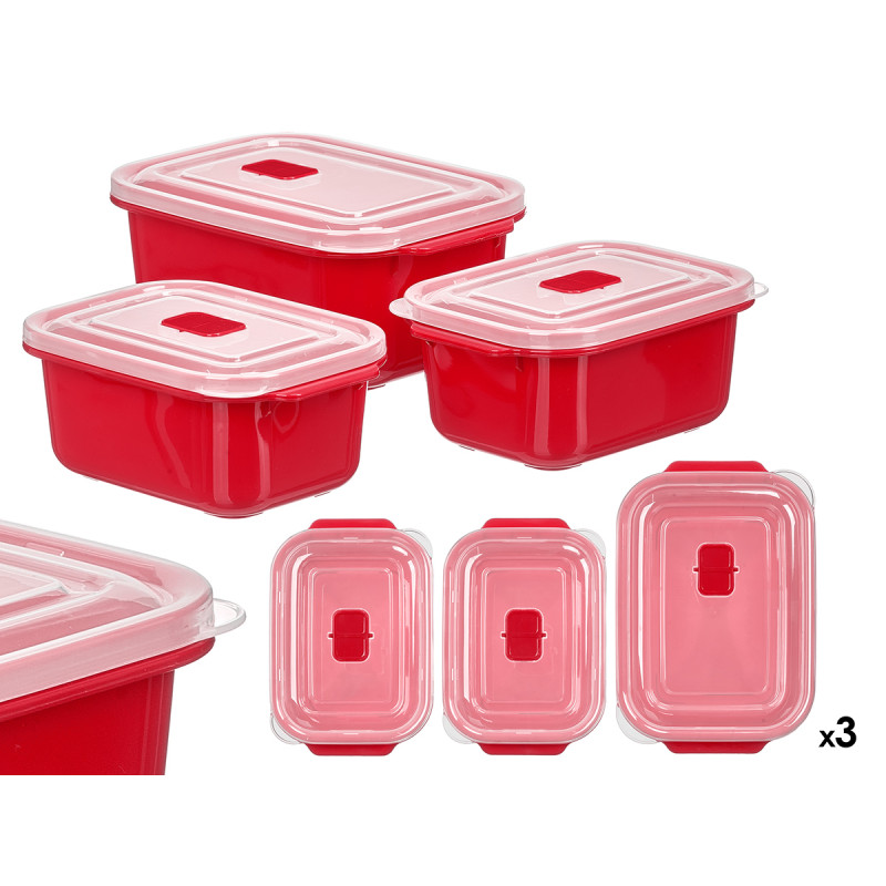 SET 3 BOÎTE ROUGE MICRO-ONDES OUVERTURE 1L 2L