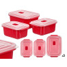 SET 3 BOÎTE ROUGE MICRO-ONDES OUVERTURE 1L 2L