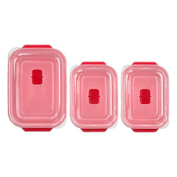 SET 3 MARMITAS VERMELHAS MICROONDAS ABERTURA 1L 2L