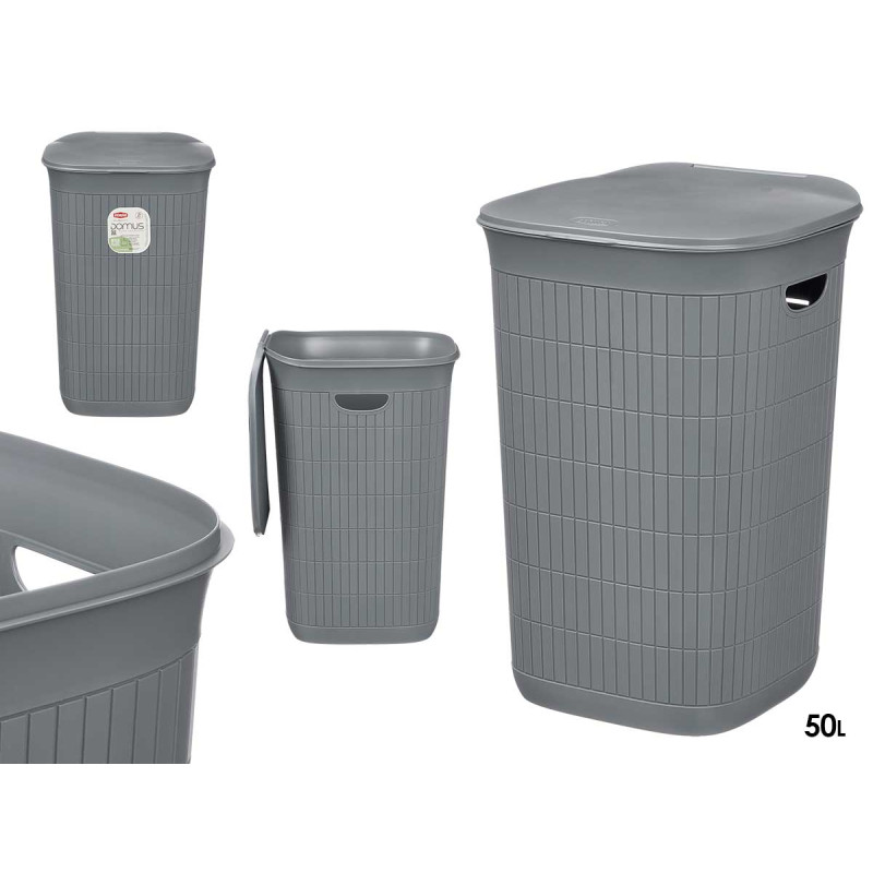 CESTO ROUPA CINZA AZULADO DOMUS 50L
