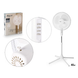 VENTILATORE PIEDE BIANCO 45W BOTTONI GRIGI