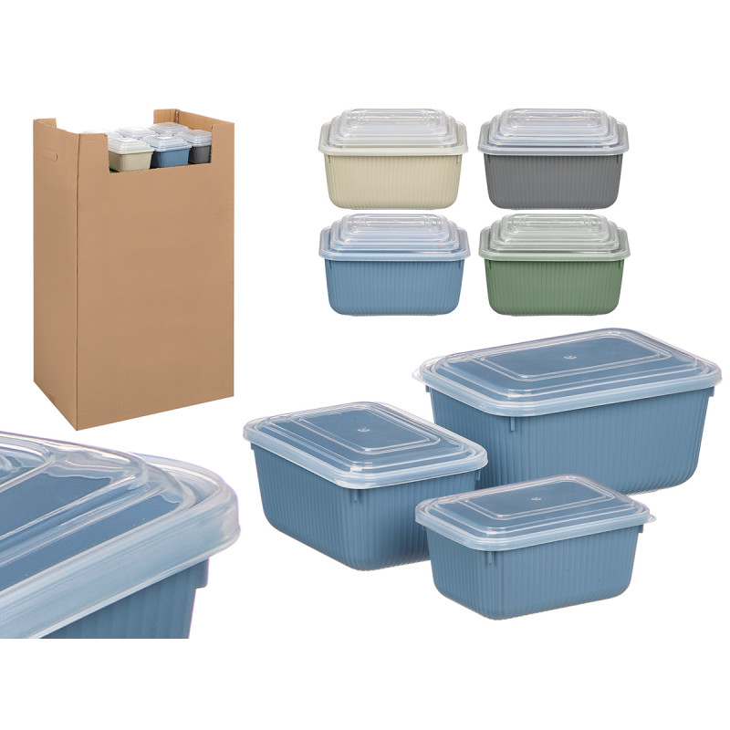 SET 3 CONTENITORI STRISCE 600ML 1,1L 1,8L ASS 4 CO