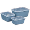 SET 3 STRIPED LUNCH BOX 600ML 1,1L 1,8L ASRT 4 COL