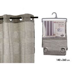CORTINA 140X260CM 8 ANILLAS GRIS BLANCO