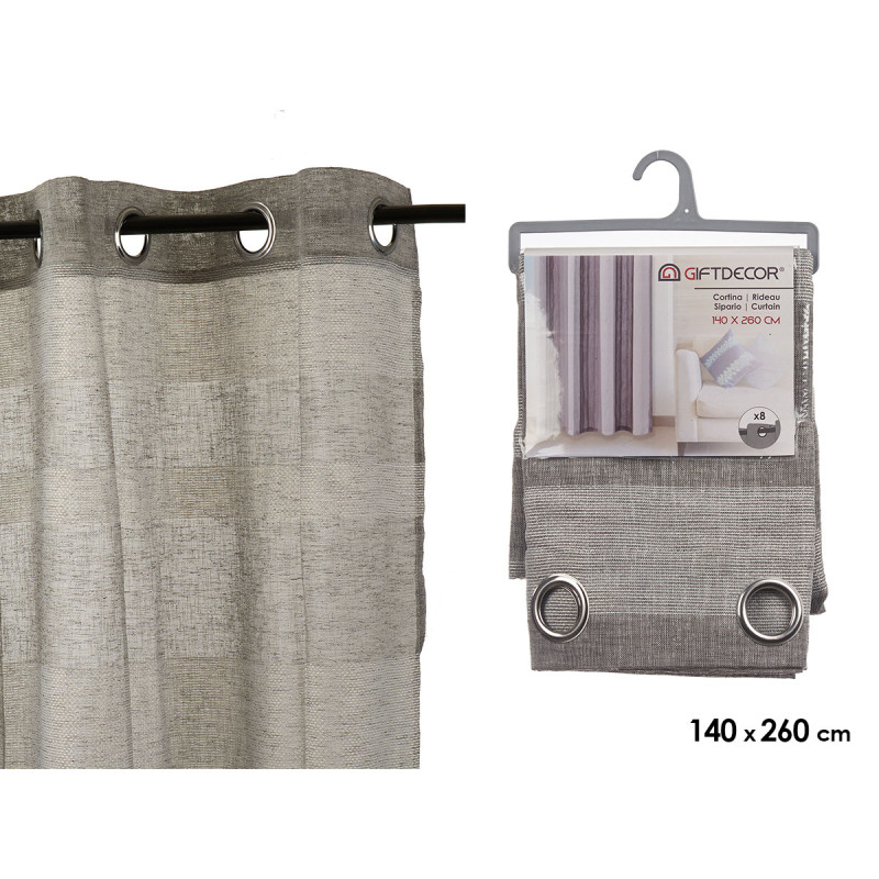 TENDA 140X260CM 8 ANELLI GRIGIO BIANCO