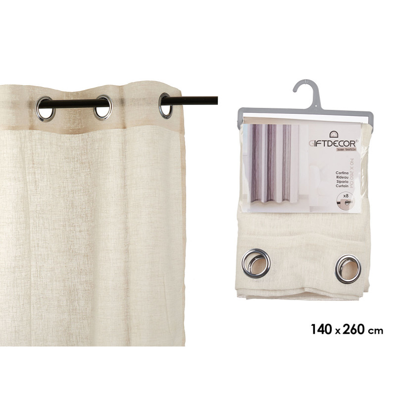 CORTINA 140X260CM 8 ILHOS BRANCO SUJO