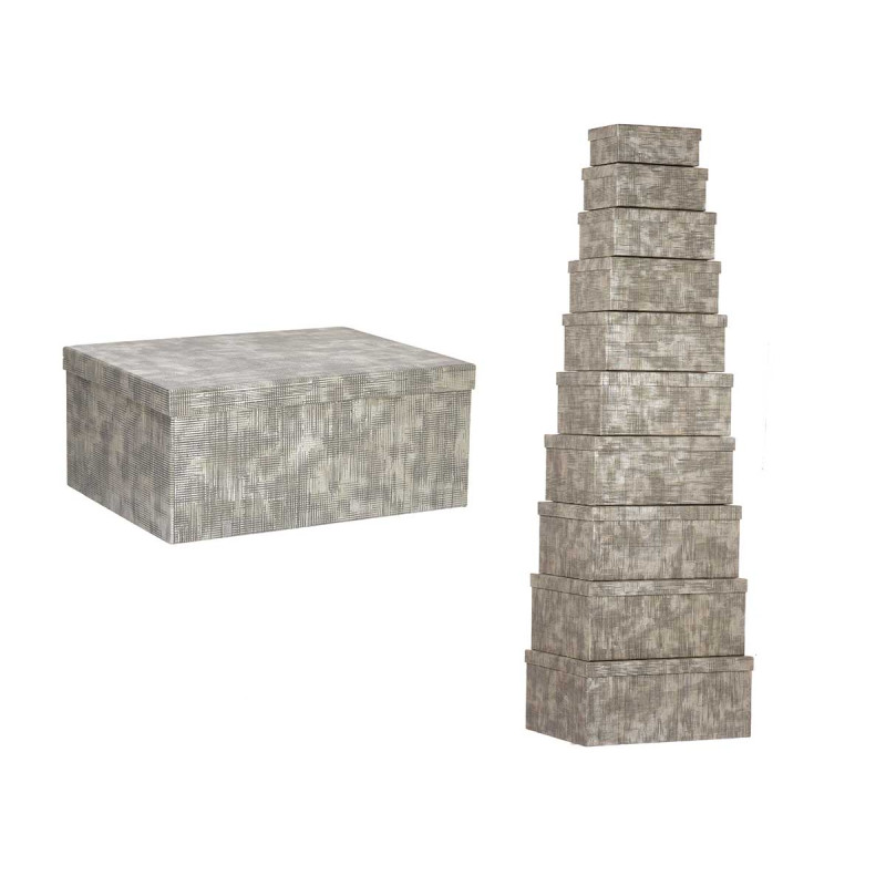 SET 10 RECT. CARDBOARD BOXES ANTHRACITE STRIPES