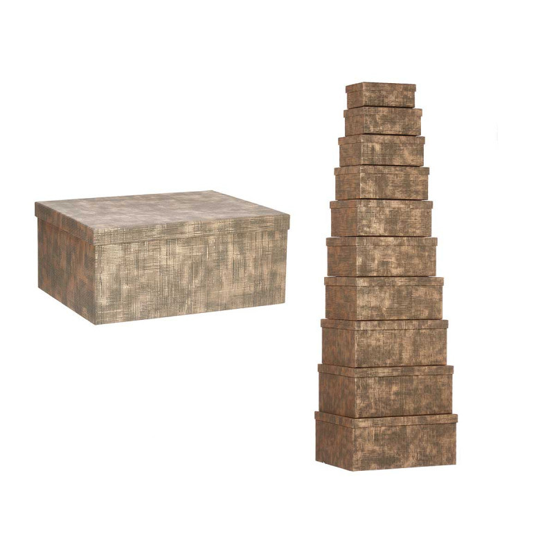 CONJ 10 CAIXAS CARTAO RECTANGULAR CASTANHO RISCAS