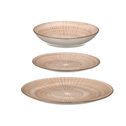 12PCS TABLEWARE STRIPED BROWN