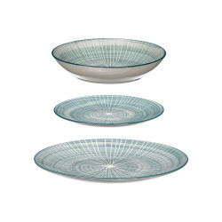 VAISSELLE 12PCS RAYURES BLEU