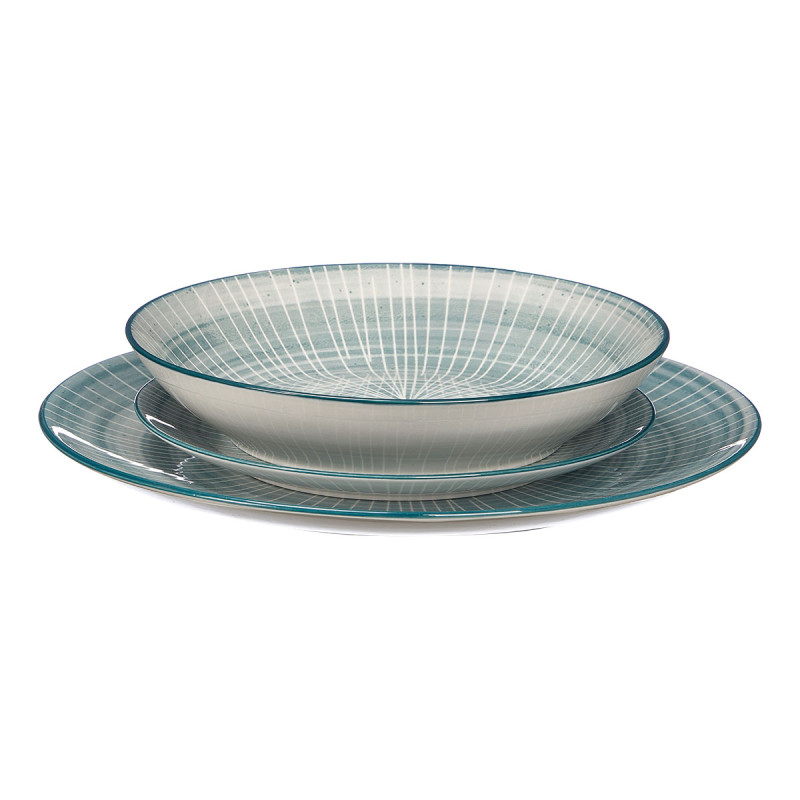 12PCS TABLEWARE STRIPED BLUE