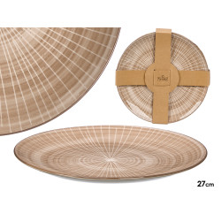 ASSIETTE PLATE RAYURES MARRON 27CM