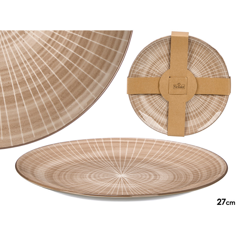DINNER PLATE STRIPED BROWN 27CM
