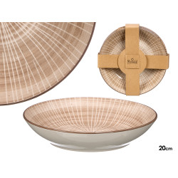 PIATTO FONDO RIGHE MARRONE 20CM