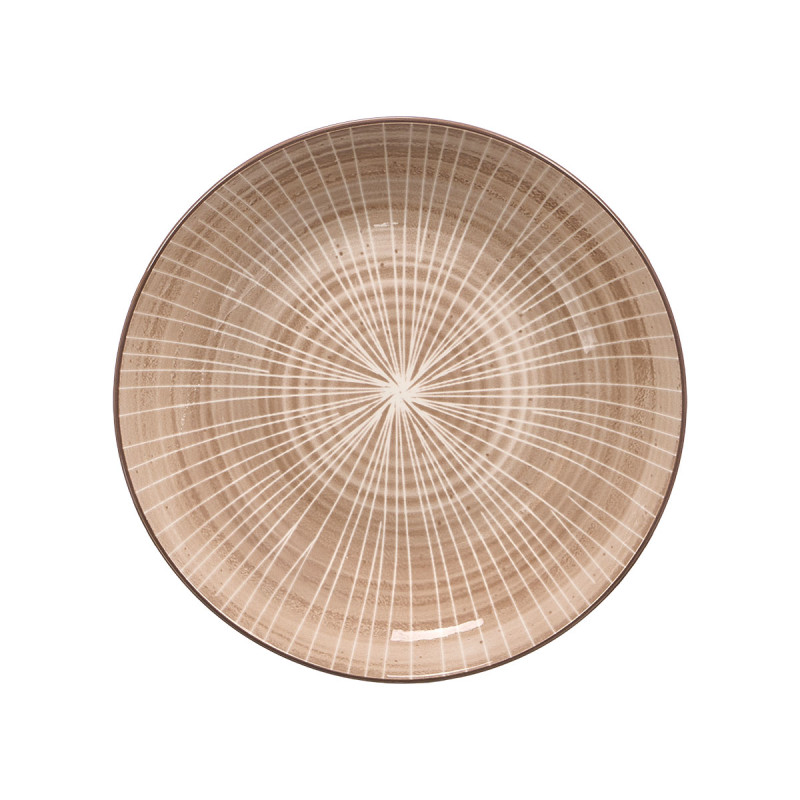 PIATTO FONDO RIGHE MARRONE 20CM