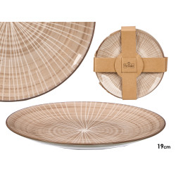 ASSIETTE DESSERT RAYURES MARRON 19CM