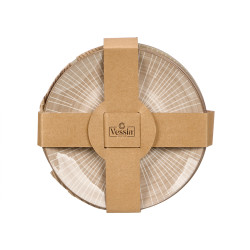 PLATO POSTRE RAYAS MARRON 19CM