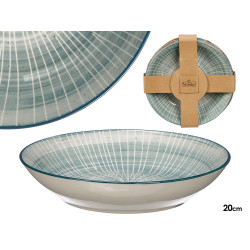 ASSIETTE CREUSE RAYURES BLEUES 20CM