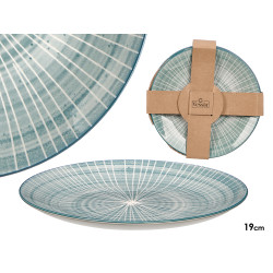 PRATO SOBREMESA RISCAS AZUL 19CM