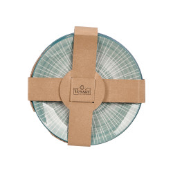 PLATO POSTRE RAYAS AZUL 19CM