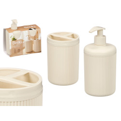 SET DISPENSADOR VASO RAYAS BLANCO