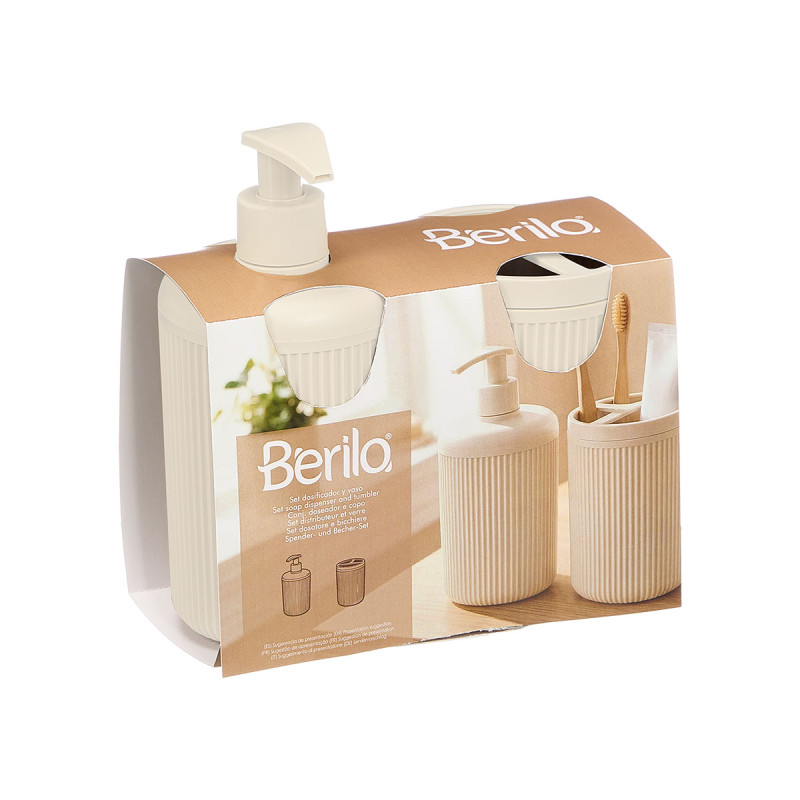 SET DISPENSADOR COPO RISCAS BRANCO