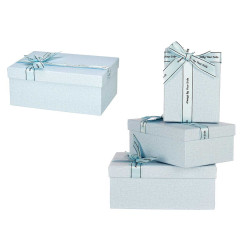 SET 3 CAJAS CARTON RECTANGULAR AZUL PALO LAZO