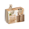 SET DISTRIBUTEUR VERRE RAYURES BEIGE