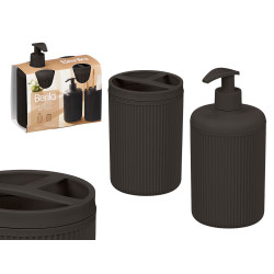 SET DISPENSADOR COPO RISCAS PRETO