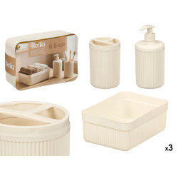 SET DISPENSER BICCHIERE VASSOIO RIGHE BIANCO