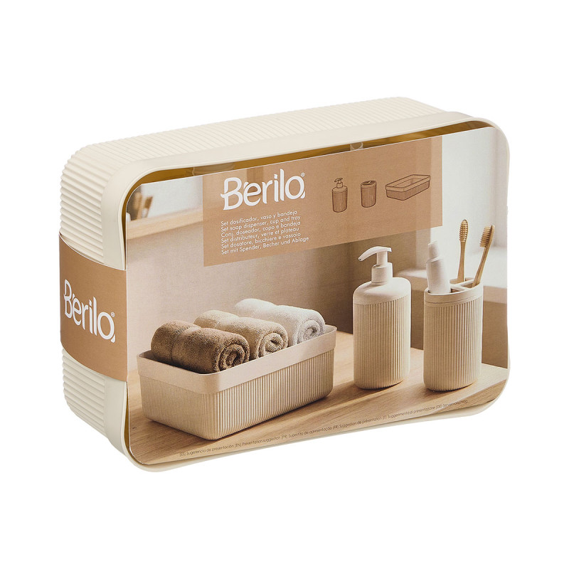 SET DISTRIBUTEUR VERRE PLATEAU RAYURES BLANC