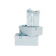 SET 3 RECTANGULAR CARDBOARD BOXES PALE BLUE BOW