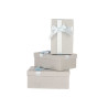 SET 3 RECTANGULAR CARDBOARD BOXES LIGHT GREY BOW