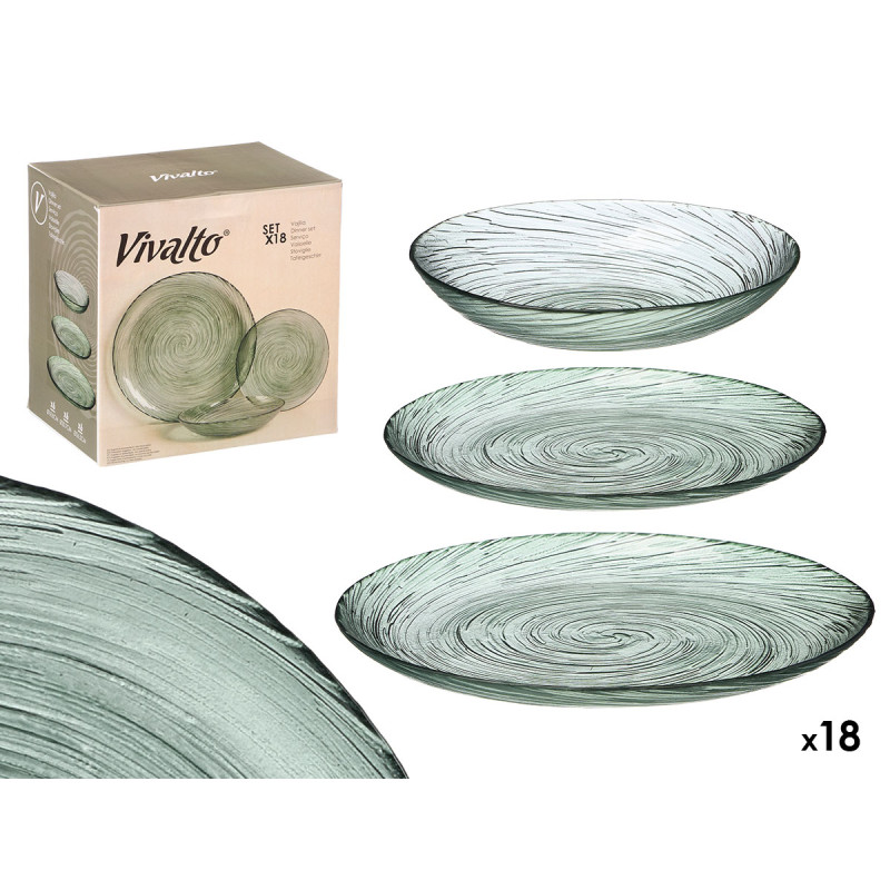 VAJILLA VIDRIO 18 PZS VERDE