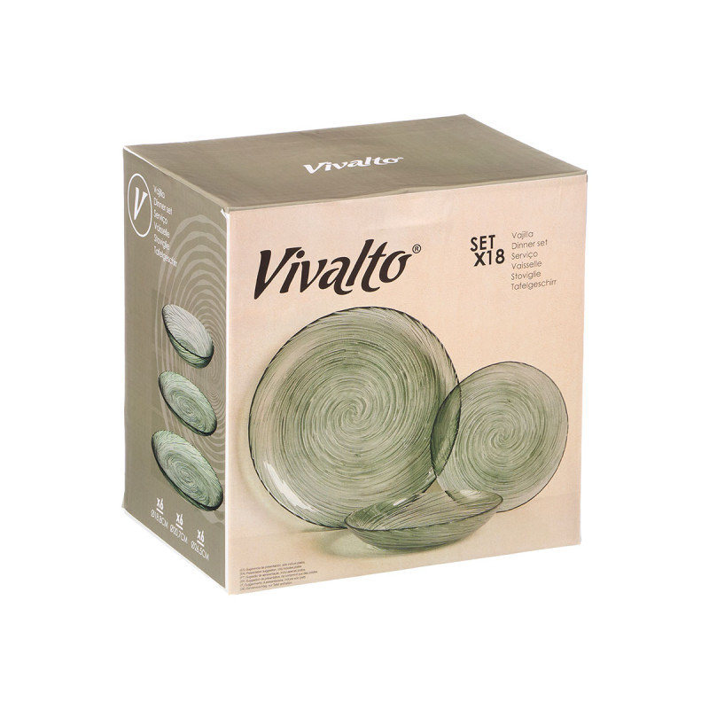 STOVIGLIE VETRO 18 PZ VERDE
