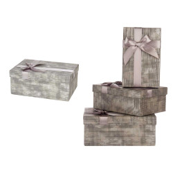 SET 3 CAJAS CARTON RECT ANTRACITA RAYAS LAZO