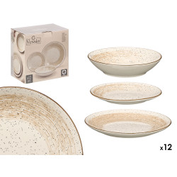 VAJILLA 12PZS PATINADA MARRON