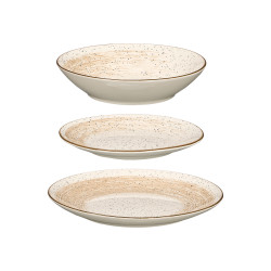 STOVIGLIE 12PZ PATINATE MARRONE