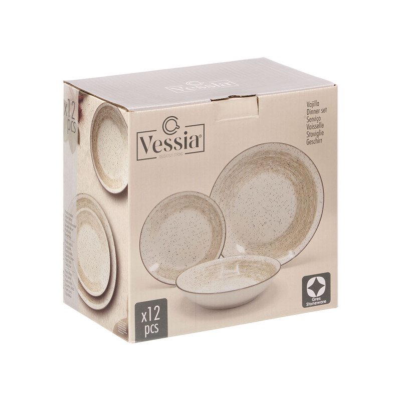 VAISSELLE 12PCS PATINÉE MARRON