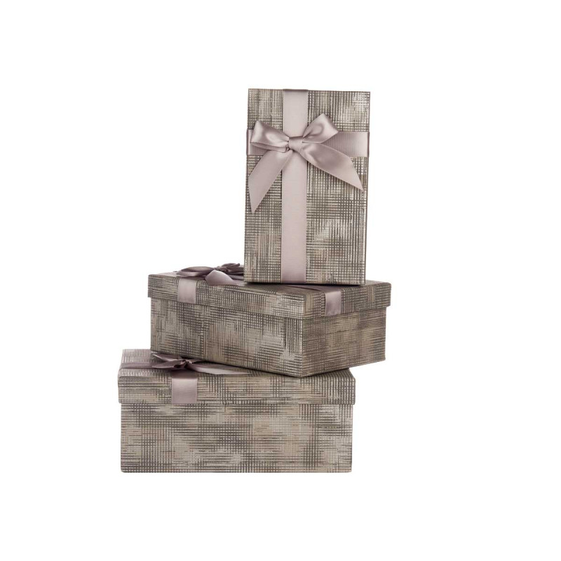 SET 3 CAJAS CARTON RECT ANTRACITA RAYAS LAZO